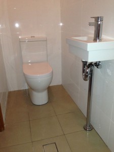 The new close couple toilet suite and wall hung hand basin.