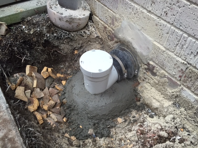 CMF also replaced a damaged terra cotta sewer junction outside the toilet, which had tree roots growing into.