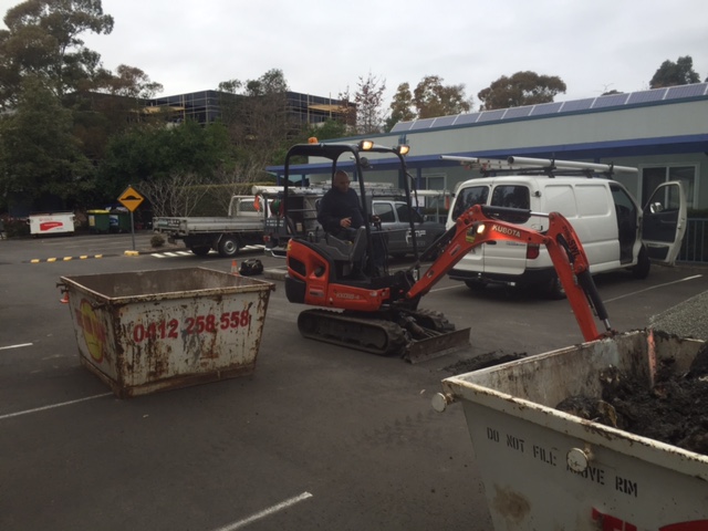 We excavated the trench using an excavator.