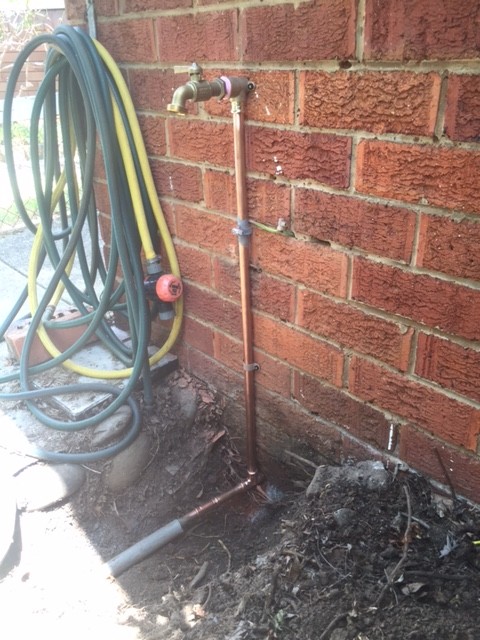 We installed a new section of copper through to under the house and new stand pipe and tap.