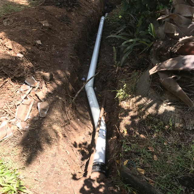 The new 100mm PVC storm water drainage.