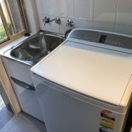 New laundry tub and cut bench top at Chatswood West